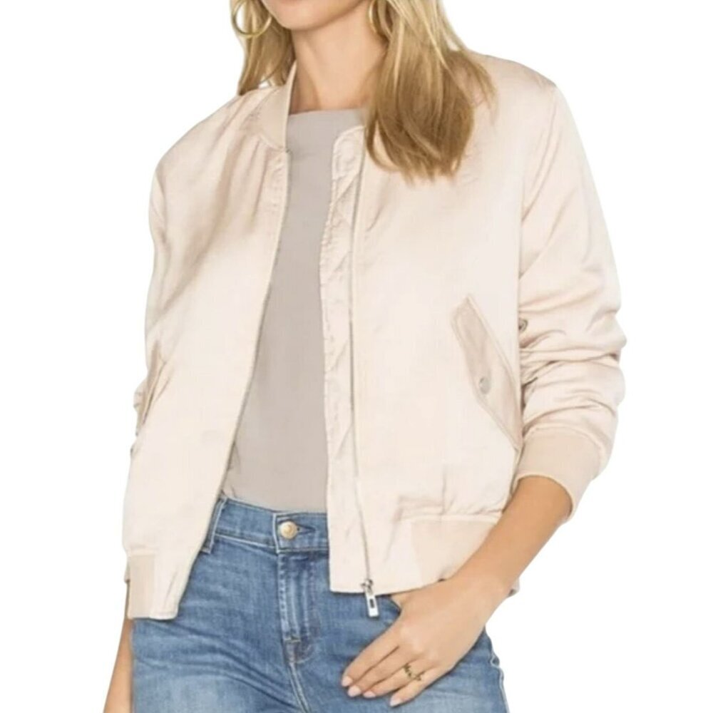 Avec Les Filles Size Large Blush Pink Full Bomber Jacket NWT